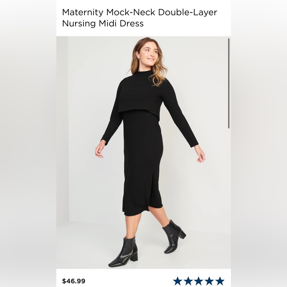 NWOT Old Navy maternity mock neck sweater dress in dark green, size XS